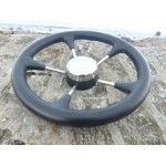 VOLANT POLYURÉTHANE SOUPLE - INOX Ø 350 MM - NOIR