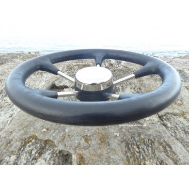 VOLANT POLYURÉTHANE SOUPLE - INOX Ø 350 MM - NOIR