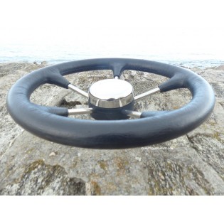 VOLANT POLYURÉTHANE SOUPLE - INOX Ø 350 MM - NOIR