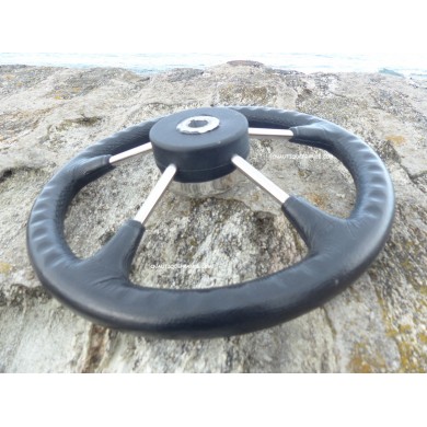 VOLANT POLYURÉTHANE SOUPLE - INOX Ø 350 MM - NOIR