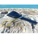 COMPAS LYRE LAITON POINTES INOX AVEC ETUI EN CUIR