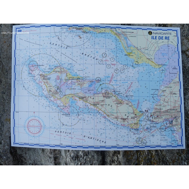 ILE DE RE - CARTE MARINE PLASTIFIEE ILE DE RE