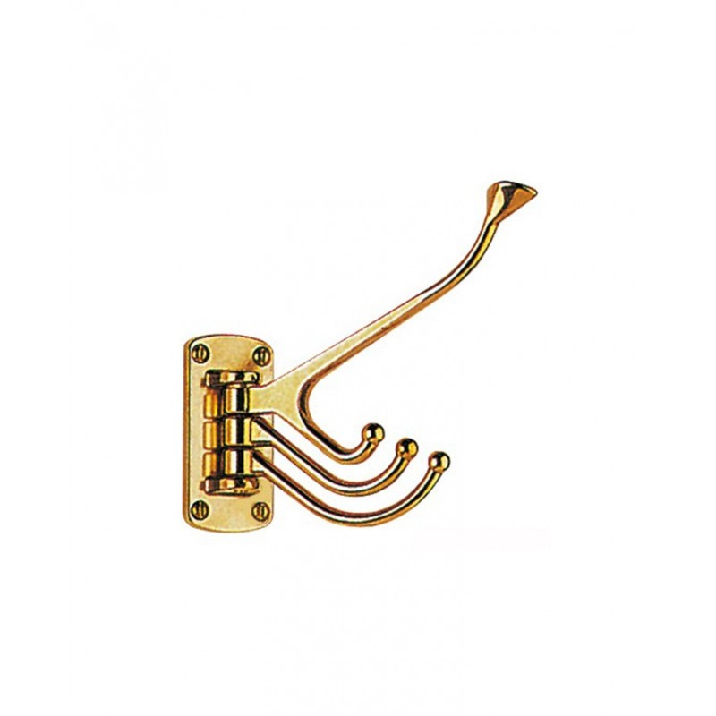 polish brass 4 hook coat hanger 81 x 39 mm