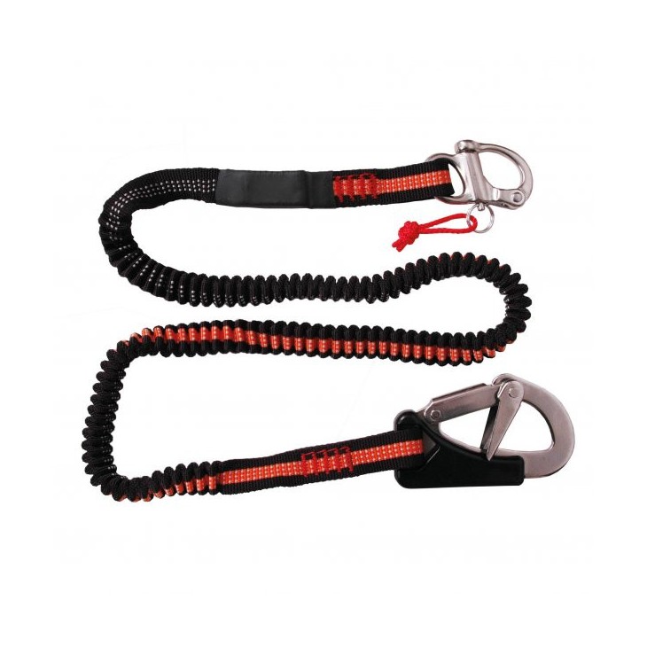 LONGE DE SECURITE ELASTIQUE AVEC 2 MOUSQUETONS + TEMOIN