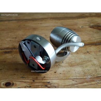 Spot LED blanc + bleu chromé satiné