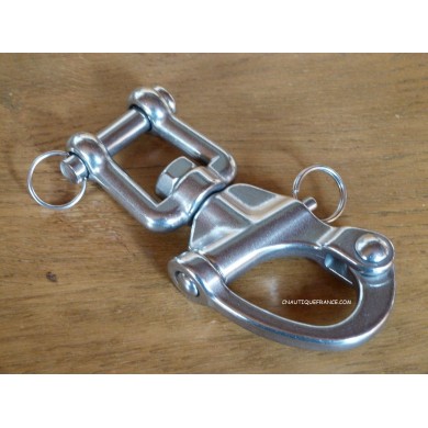 87MM - INOX -Mousquetons en inox avec manille pivotante