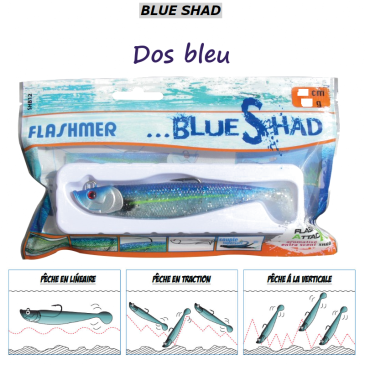 15 cm - Blue shad - Dos Bleu - leurre souple monté
