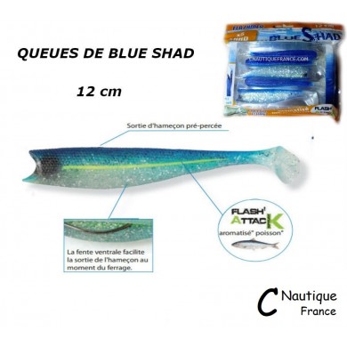 12 cm - 5 QUEUES DE BLUE SHAD BLUE SHAD