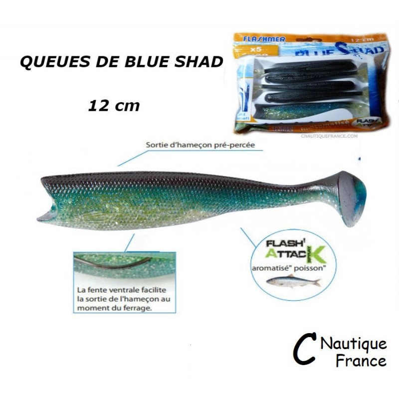 12 cm - 5 QUEUES DE BLUE SHAD BLUE SHAD