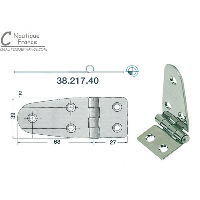 Charnière 95 X 39 mm inox