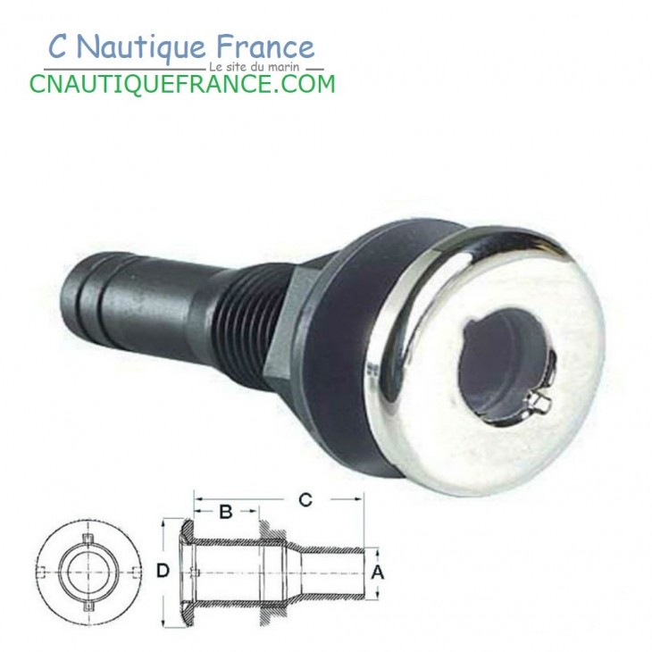 Passe coque nylon / inox - 1" 1/2' - Ø 38 mm