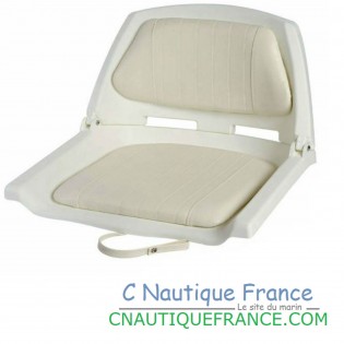 Folding seat with white cushion