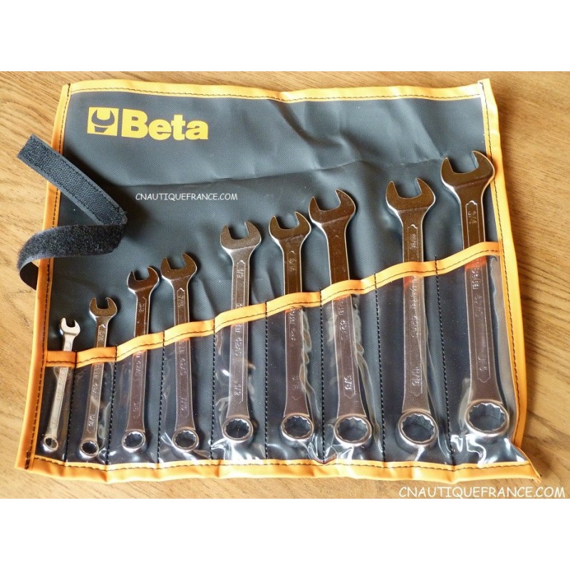 9 Flat Wrenches in Inches in a Case