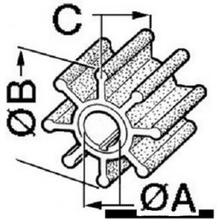 32 x 12 mm IMPELLER FOR INBOARD ENGINE
