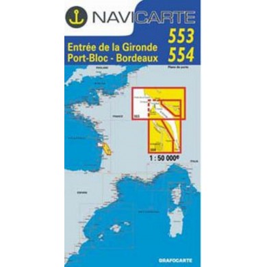 ENTRÉE DE LA GIRONDE - PORT BLOC - BORDEAUX NAUTICAL CHART 553 554